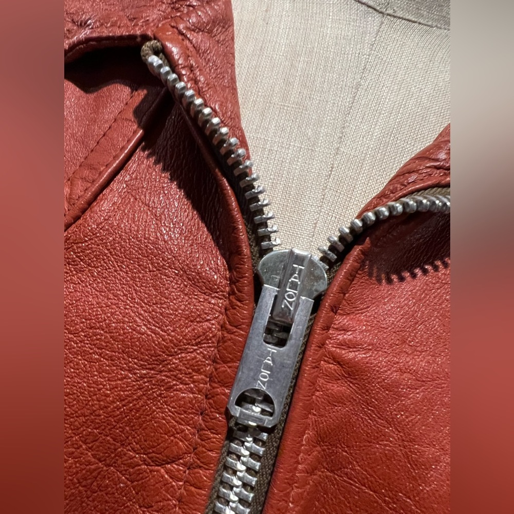 SCHOTT Bros. vintage Sportswear New York Rust Brown Leather Jacket Fall - Picture 2 of 9